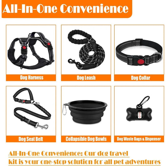 All-in-One Dog Harness, Leash & Travel Set – No-Pull Reflective Adjustable Harness with Safety Belt, Collar & Accessories | ArmoredDog™ - ArmoredDog