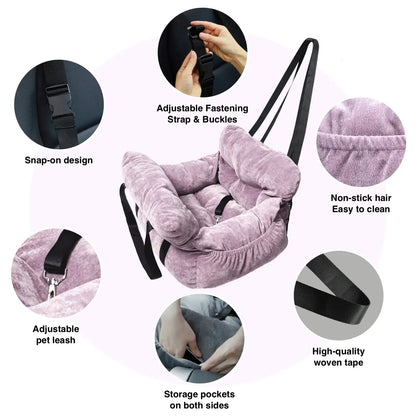 Soft Pet Car Seat Bed | Portable Dog & Cat Travel Booster Seat | Cozy Safety Carrier for Small Pets - ArmoredDog