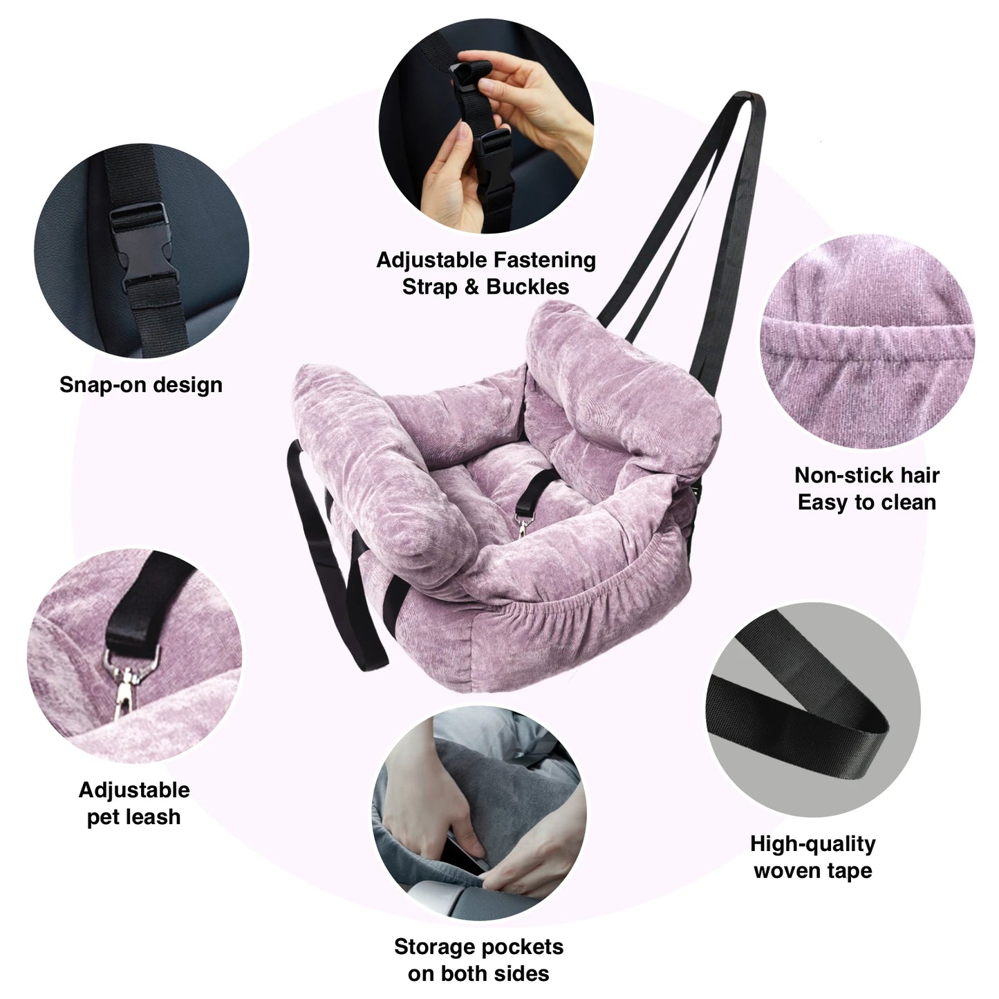 Soft Pet Car Seat Bed | Portable Dog & Cat Travel Booster Seat | Cozy Safety Carrier for Small Pets - ArmoredDog