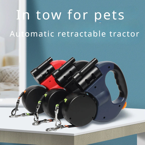 Retractable Dog Leash with LED Flashlight & Waste Bag Dispenser | 3-in-1 Anti-Tangle Leash for Night Walks | ArmoredDog™ - ArmoredDog