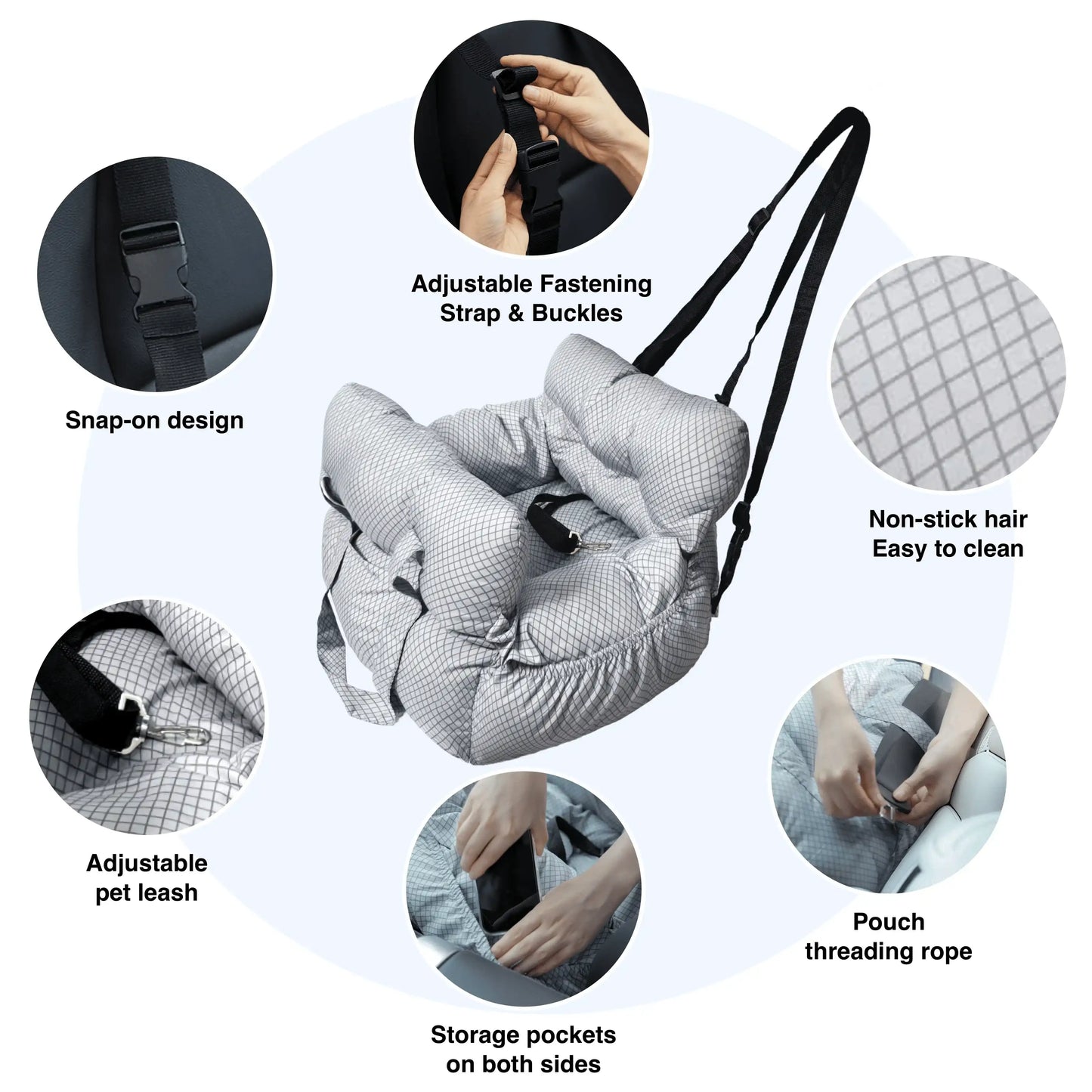 Soft Pet Car Seat Bed | Portable Dog & Cat Travel Booster Seat | Cozy Safety Carrier for Small Pets - ArmoredDog