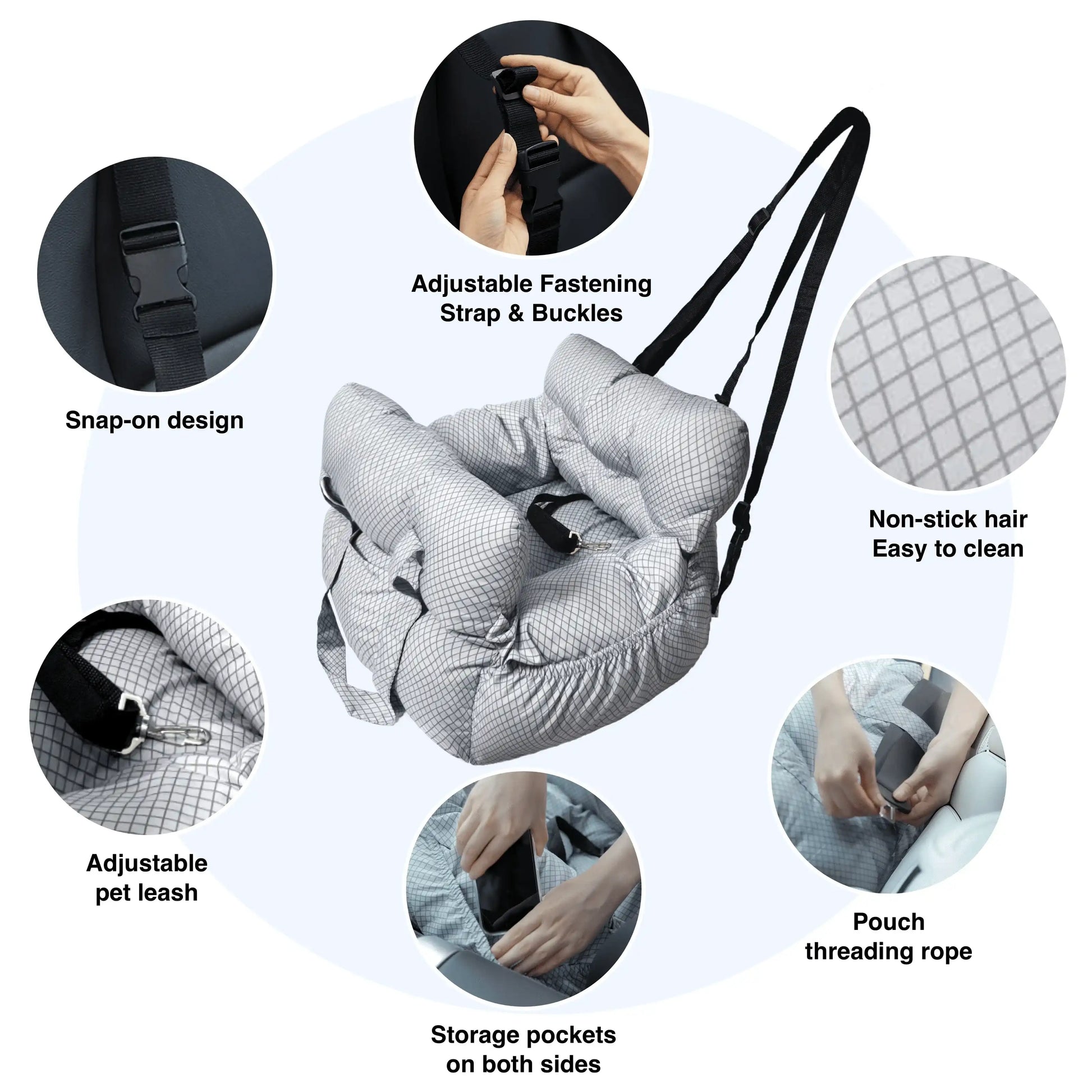 Soft Pet Car Seat Bed | Portable Dog & Cat Travel Booster Seat | Cozy Safety Carrier for Small Pets - ArmoredDog