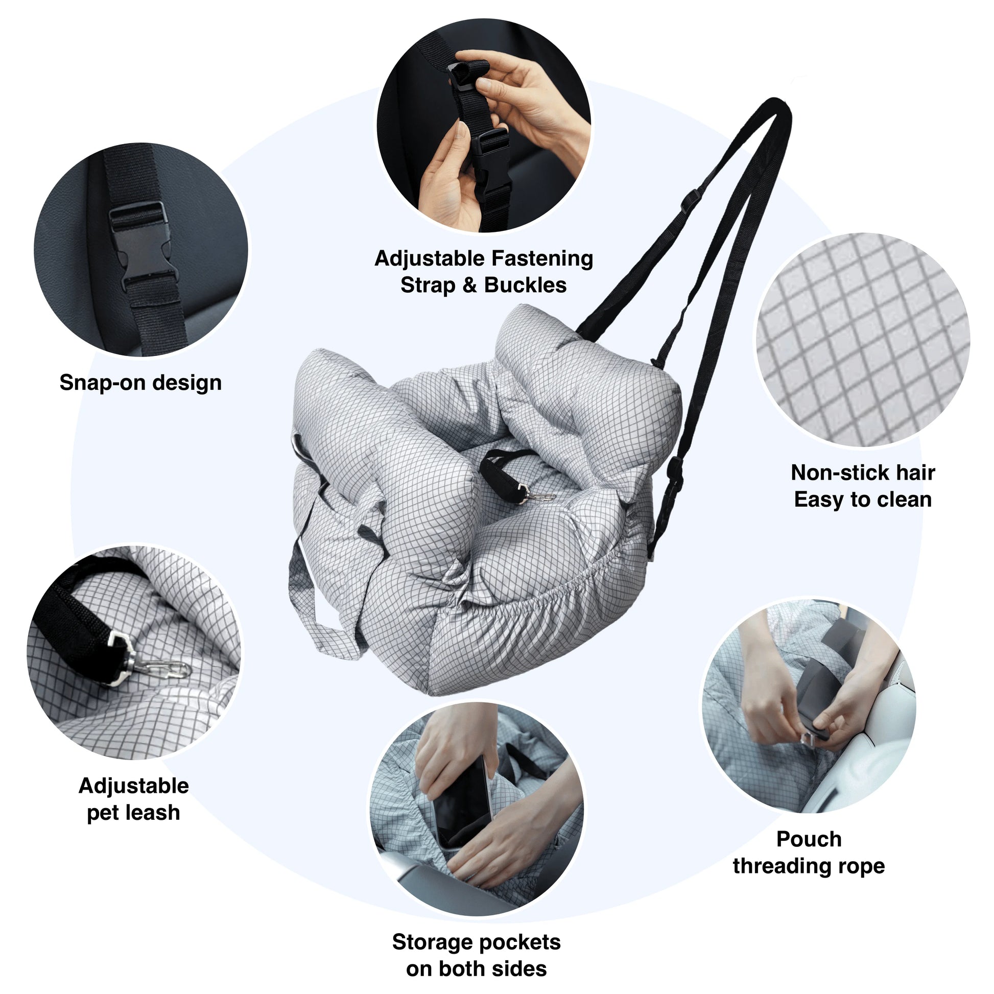 Soft Pet Car Seat Bed | Portable Dog & Cat Travel Booster Seat | Cozy Safety Carrier for Small Pets - ArmoredDog