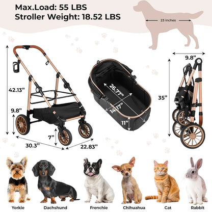 Luxury 3-in-1 Pet Stroller, Carrier & Car Seat | Anti-Vibration, Foldable Travel System for Dogs & Cats | ArmoredDog™ Elite Collection - ArmoredDog