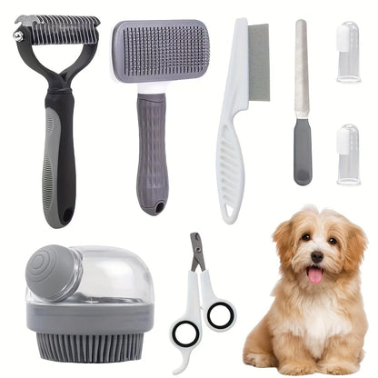 8-in-1 Professional Pet Grooming Kit – Deshedding, Nail Clipping, Bathing & Brushing Set for Dogs, Cats & Small Pets | ArmoredDog™ - ArmoredDog