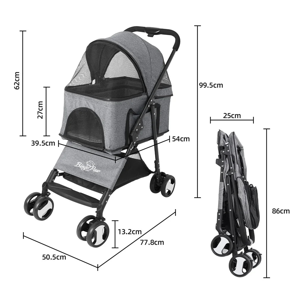 3-in-1 Foldable Pet Stroller, Carrier & Car Seat | Lightweight Travel Buggy for Dogs & Cats | ArmoredDog™ - ArmoredDog