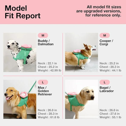 Floral Dog Harness, Collar & Leash Set – Adjustable Soft Padded Harness with Pink Flower Design | ArmoredDog™ - ArmoredDog