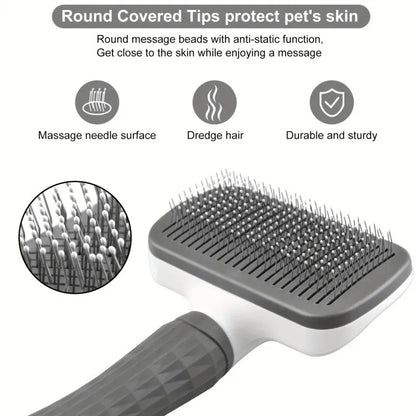 Self-Cleaning Pet Brush for Dogs & Cats – Gentle Deshedding Slicker Brush | One-Click Hair Removal & Massage | ArmoredDog™ - ArmoredDog