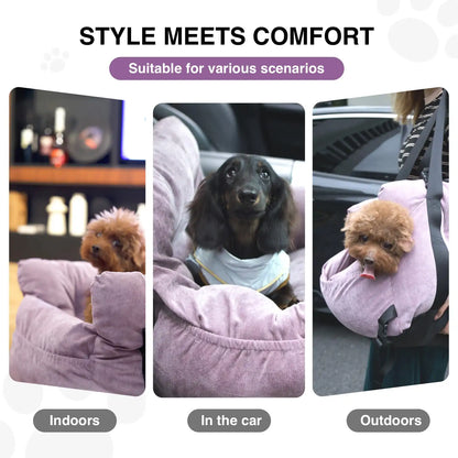 Soft Pet Car Seat Bed | Portable Dog & Cat Travel Booster Seat | Cozy Safety Carrier for Small Pets - ArmoredDog