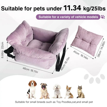 Soft Pet Car Seat Bed | Portable Dog & Cat Travel Booster Seat | Cozy Safety Carrier for Small Pets - ArmoredDog