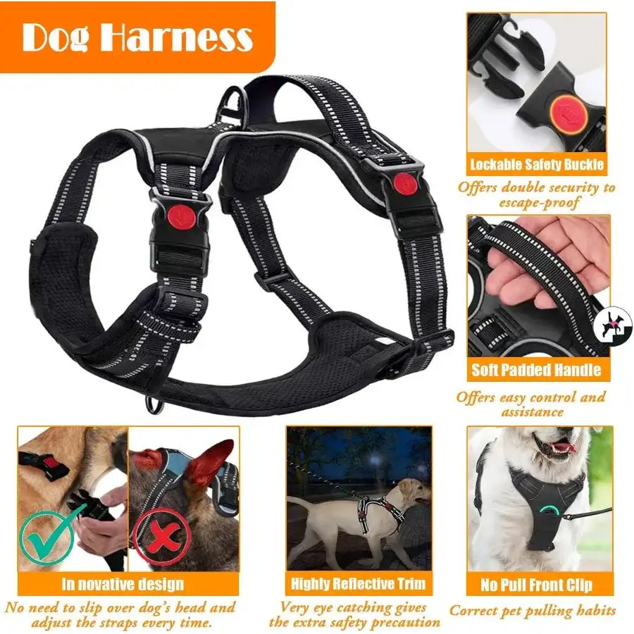 All-in-One Dog Harness, Leash & Travel Set – No-Pull Reflective Adjustable Harness with Safety Belt, Collar & Accessories | ArmoredDog™ - ArmoredDog