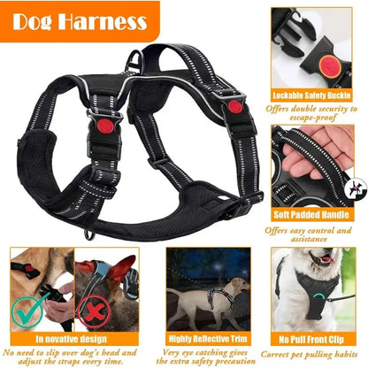All-in-One Dog Harness, Leash & Travel Set – No-Pull Reflective Adjustable Harness with Safety Belt, Collar & Accessories | ArmoredDog™ - ArmoredDog