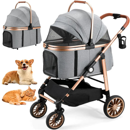 Luxury 3-in-1 Pet Stroller, Carrier & Car Seat | Anti-Vibration, Foldable Travel System for Dogs & Cats | ArmoredDog™ Elite Collection - ArmoredDog