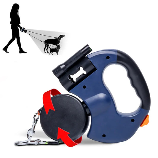 Retractable Dog Leash with LED Flashlight & Waste Bag Dispenser | 3-in-1 Anti-Tangle Leash for Night Walks | ArmoredDog™ - ArmoredDog