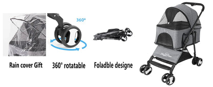 3-in-1 Foldable Pet Stroller, Carrier & Car Seat | Lightweight Travel Buggy for Dogs & Cats | ArmoredDog™ - ArmoredDog