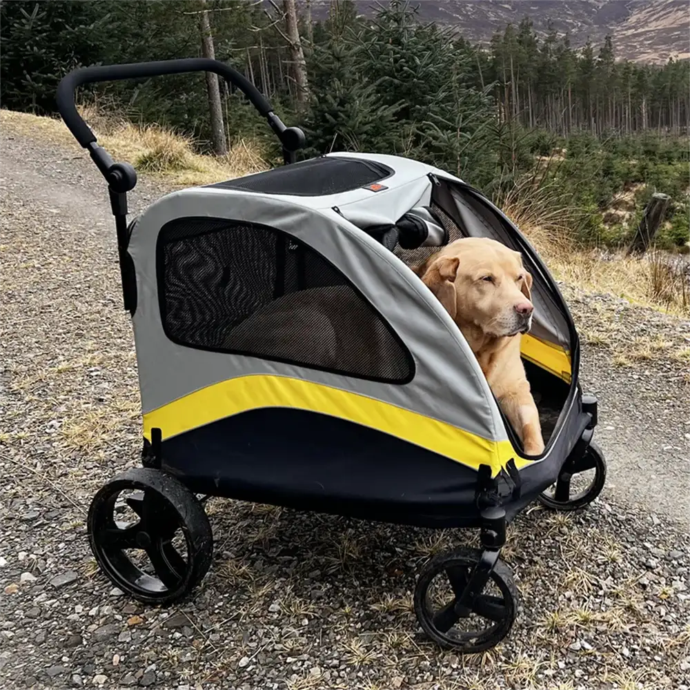 4-Wheel Foldable Pet Stroller with Shock Absorbers & Safety Lock | Breathable Mesh Dog & Cat Travel Carrier | ArmoredDog™ - ArmoredDog