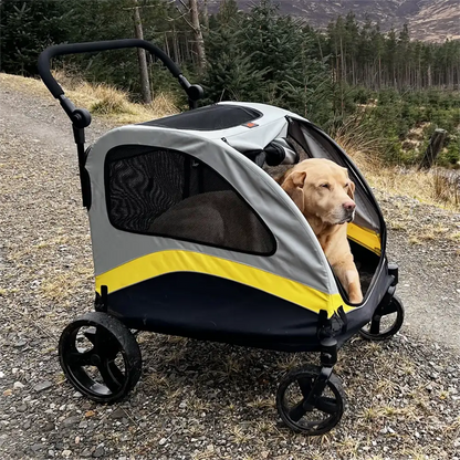 4-Wheel Foldable Pet Stroller with Shock Absorbers & Safety Lock | Breathable Mesh Dog & Cat Travel Carrier | ArmoredDog™ - ArmoredDog