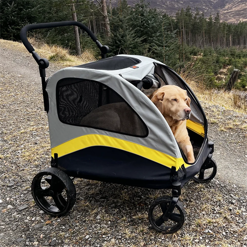 4-Wheel Foldable Pet Stroller with Shock Absorbers & Safety Lock | Breathable Mesh Dog & Cat Travel Carrier | ArmoredDog™ - ArmoredDog