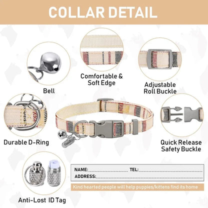 Plaid Pet Harness, Collar & Leash Set – Adjustable Soft Mesh for Dogs, Cats & Rabbits | ArmoredDog™ - ArmoredDog