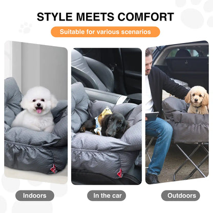 Soft Pet Car Seat Bed | Portable Dog & Cat Travel Booster Seat | Cozy Safety Carrier for Small Pets - ArmoredDog