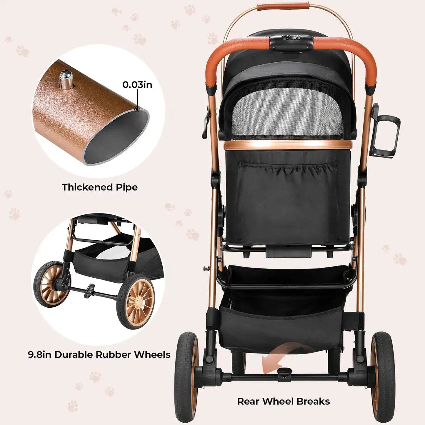 Luxury 3-in-1 Pet Stroller, Carrier & Car Seat | Anti-Vibration, Foldable Travel System for Dogs & Cats | ArmoredDog™ Elite Collection - ArmoredDog