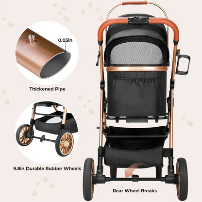 Luxury 3-in-1 Pet Stroller, Carrier & Car Seat | Anti-Vibration, Foldable Travel System for Dogs & Cats | ArmoredDog™ Elite Collection - ArmoredDog