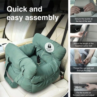Soft Pet Car Seat Bed | Portable Dog & Cat Travel Booster Seat | Cozy Safety Carrier for Small Pets - ArmoredDog