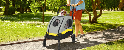 4-Wheel Foldable Pet Stroller with Shock Absorbers & Safety Lock | Breathable Mesh Dog & Cat Travel Carrier | ArmoredDog™ - ArmoredDog