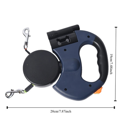 Retractable Dog Leash with LED Flashlight & Waste Bag Dispenser | 3-in-1 Anti-Tangle Leash for Night Walks | ArmoredDog™ - ArmoredDog