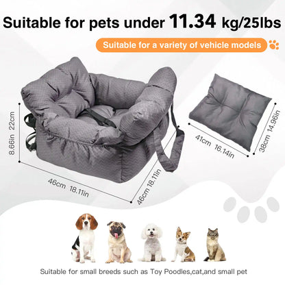 Soft Pet Car Seat Bed | Portable Dog & Cat Travel Booster Seat | Cozy Safety Carrier for Small Pets - ArmoredDog
