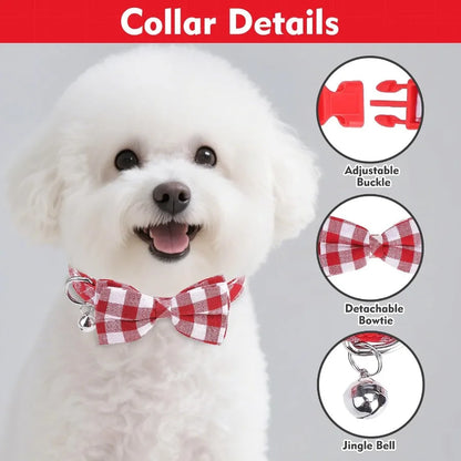 Red Gingham Dog Harness, Leash & Collar Set with Bowtie | Adjustable No-Pull Harness for Small Dogs & Cats | ArmoredDog™ - ArmoredDog