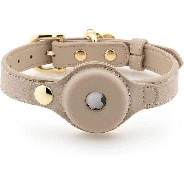 Luxury Vegan Leather AirTag Dog Collar – Smart Pet Tracking Collar with Gold Hardware | ArmoredDog™ - ArmoredDog