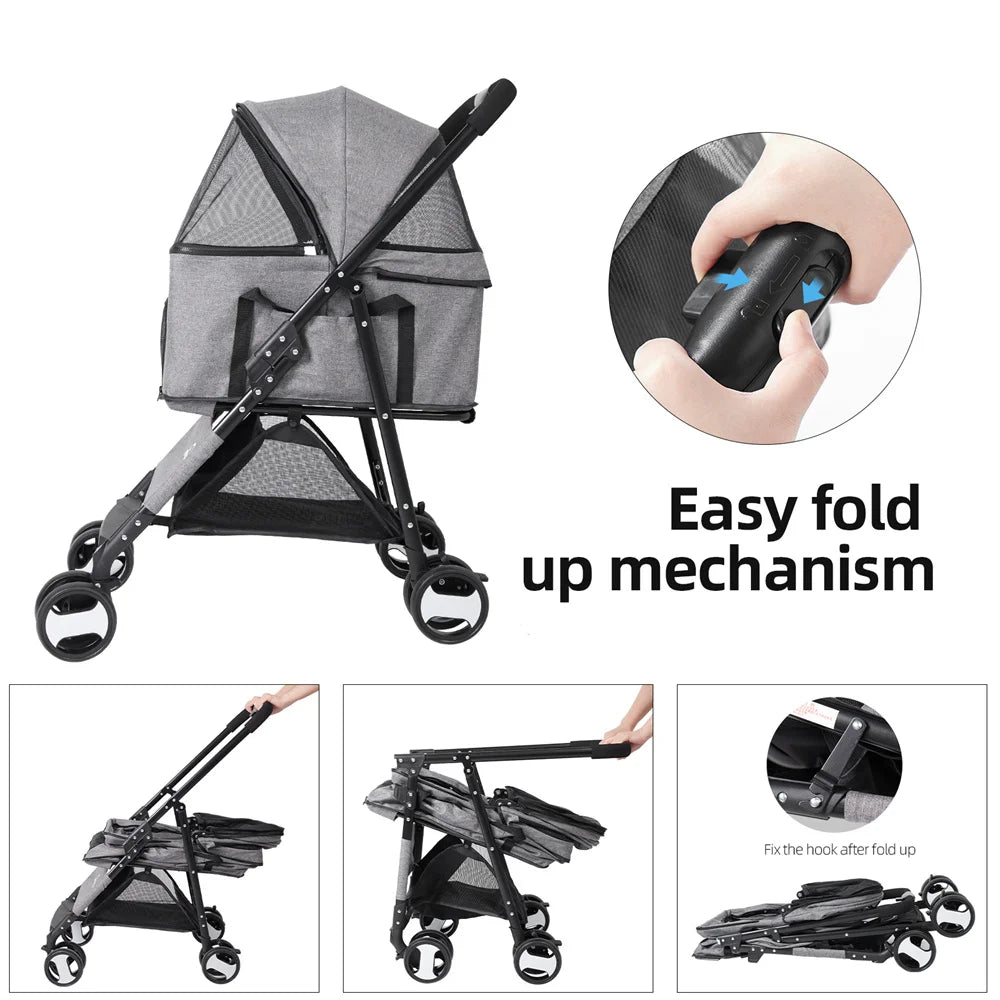 3-in-1 Foldable Pet Stroller, Carrier & Car Seat | Lightweight Travel Buggy for Dogs & Cats | ArmoredDog™ - ArmoredDog