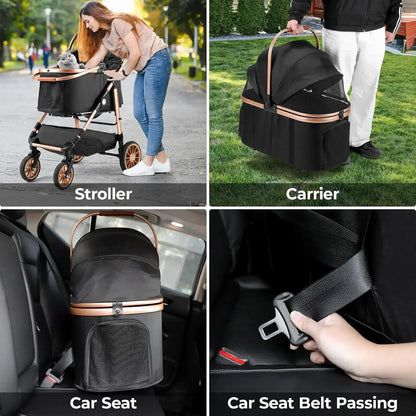 Luxury 3-in-1 Pet Stroller, Carrier & Car Seat | Anti-Vibration, Foldable Travel System for Dogs & Cats | ArmoredDog™ Elite Collection - ArmoredDog