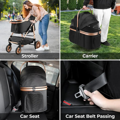 Luxury 3-in-1 Pet Stroller, Carrier & Car Seat | Anti-Vibration, Foldable Travel System for Dogs & Cats | ArmoredDog™ Elite Collection - ArmoredDog