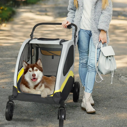 4-Wheel Foldable Pet Stroller with Shock Absorbers & Safety Lock | Breathable Mesh Dog & Cat Travel Carrier | ArmoredDog™ - ArmoredDog