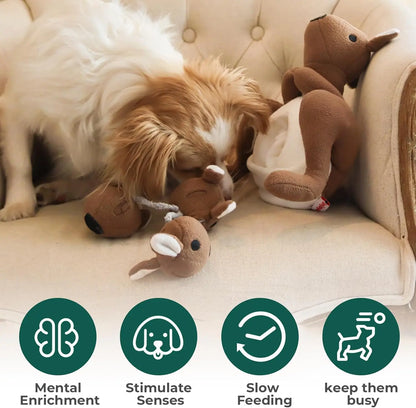 Interactive Kangaroo Dog Toy with Detachable Joeys | Plush Snuffle & Squeaky Enrichment Toy for Small & Medium Dogs | ArmoredDog™ - ArmoredDog
