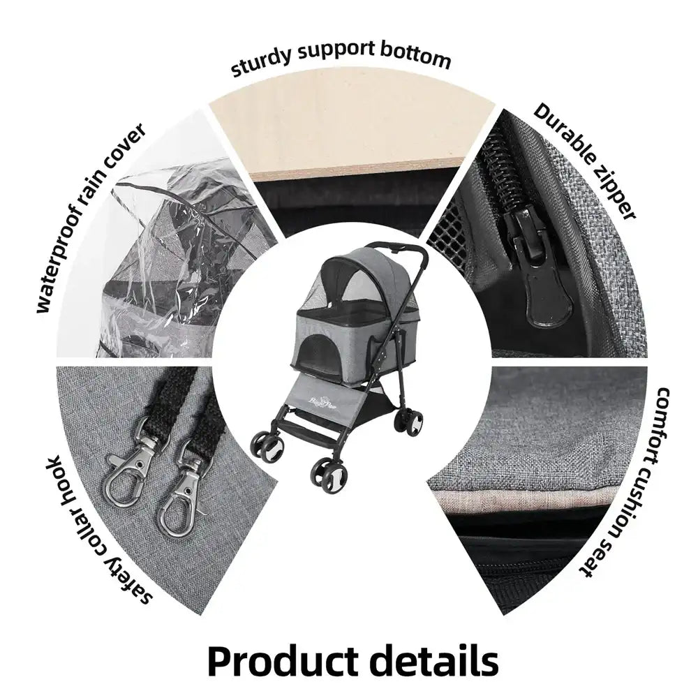 3-in-1 Foldable Pet Stroller, Carrier & Car Seat | Lightweight Travel Buggy for Dogs & Cats | ArmoredDog™ - ArmoredDog