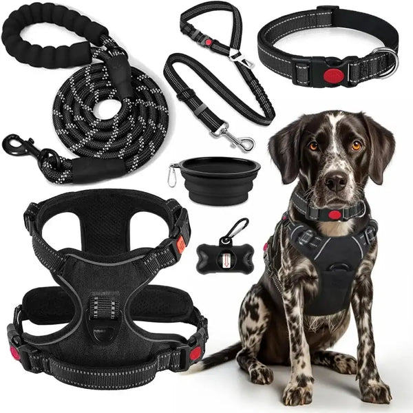 All-in-One Dog Harness, Leash & Travel Set – No-Pull Reflective Adjustable Harness with Safety Belt, Collar & Accessories | ArmoredDog™ - ArmoredDog