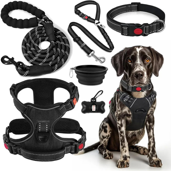 All-in-One Dog Harness, Leash & Travel Set – No-Pull Reflective Adjustable Harness with Safety Belt, Collar & Accessories | ArmoredDog™ - ArmoredDog
