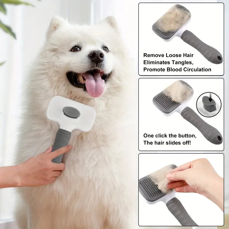 Self-Cleaning Pet Brush for Dogs & Cats – Gentle Deshedding Slicker Brush | One-Click Hair Removal & Massage | ArmoredDog™ - ArmoredDog