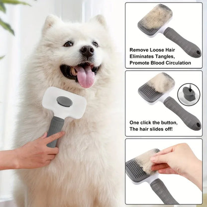 Self-Cleaning Pet Brush for Dogs & Cats – Gentle Deshedding Slicker Brush | One-Click Hair Removal & Massage | ArmoredDog™ - ArmoredDog