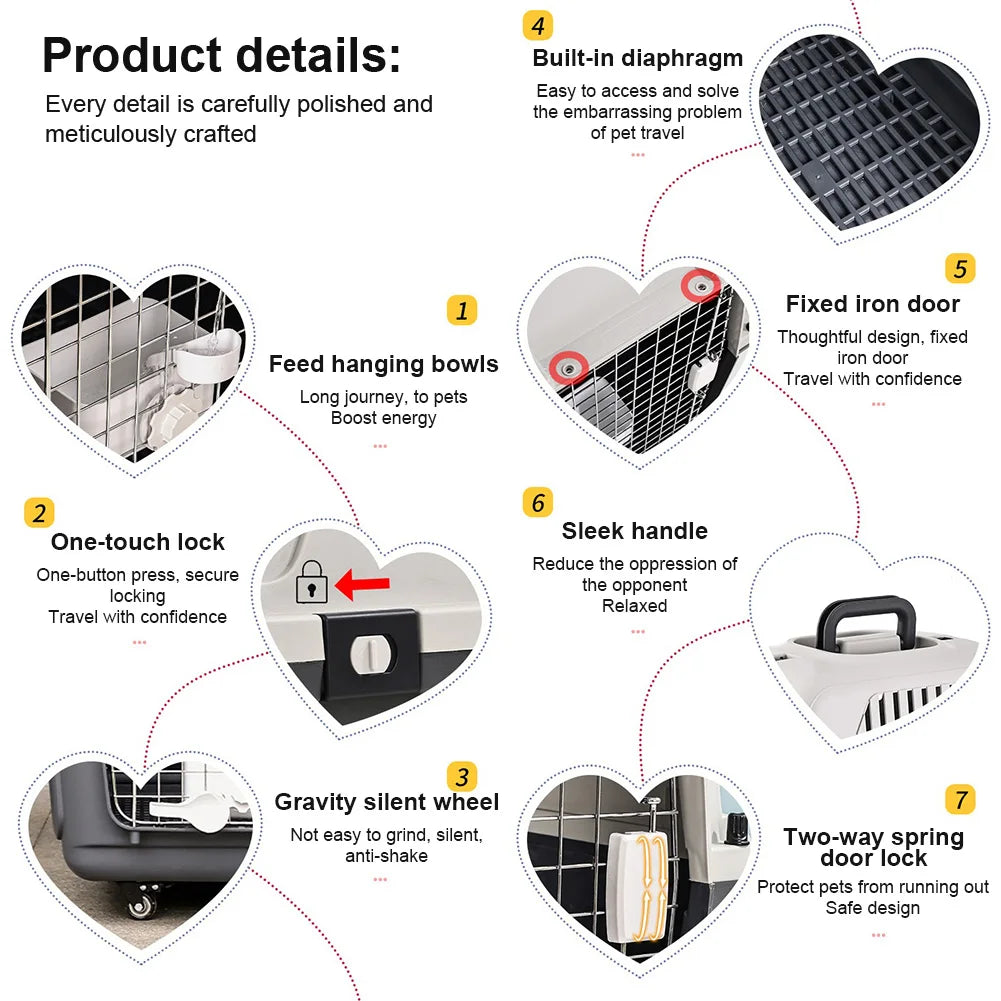 Airline Approved Pet Carrier with Wheels | Heavy-Duty Trolley Travel Crate for Dogs & Cats | ArmoredDog™ - ArmoredDog