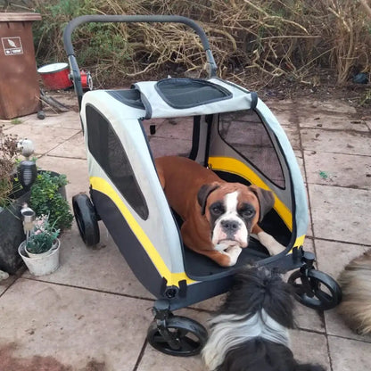 4-Wheel Foldable Pet Stroller with Shock Absorbers & Safety Lock | Breathable Mesh Dog & Cat Travel Carrier | ArmoredDog™ - ArmoredDog