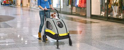 4-Wheel Foldable Pet Stroller with Shock Absorbers & Safety Lock | Breathable Mesh Dog & Cat Travel Carrier | ArmoredDog™ - ArmoredDog