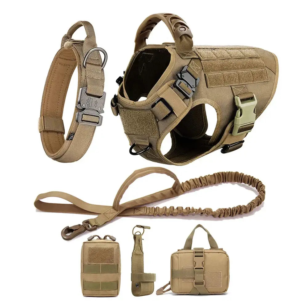 ArmoredDog™ Complete Premium Dog Gear Set – Harness, Collar & Leash in One (Brown) Brown Dog harness ArmoredDog