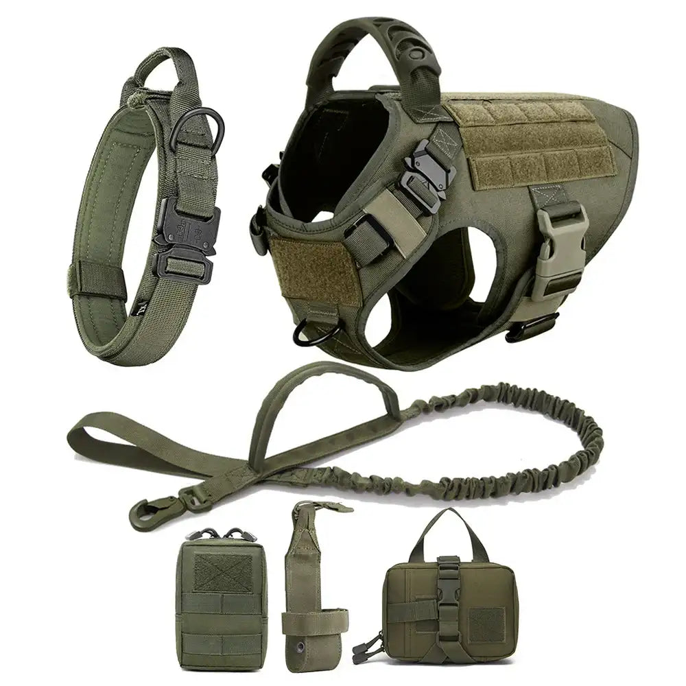 ArmoredDog™ Complete Premium Dog Gear Set – Harness, Collar & Leash in One (Olive Green) Green Dog harness ArmoredDog