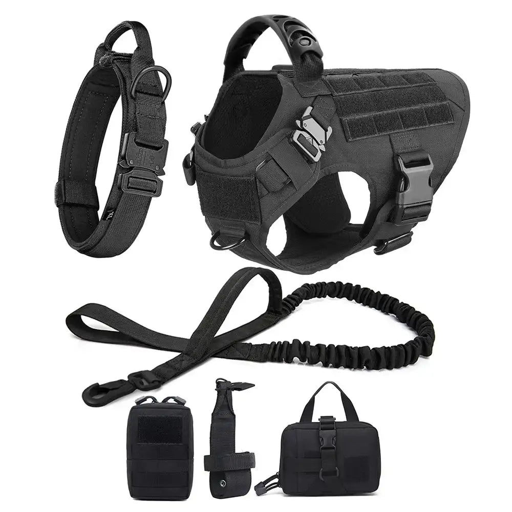 ArmoredDog™ Complete Premium Dog Gear Set – Harness, Collar & Leash in One (Black) Black Dog harness ArmoredDog