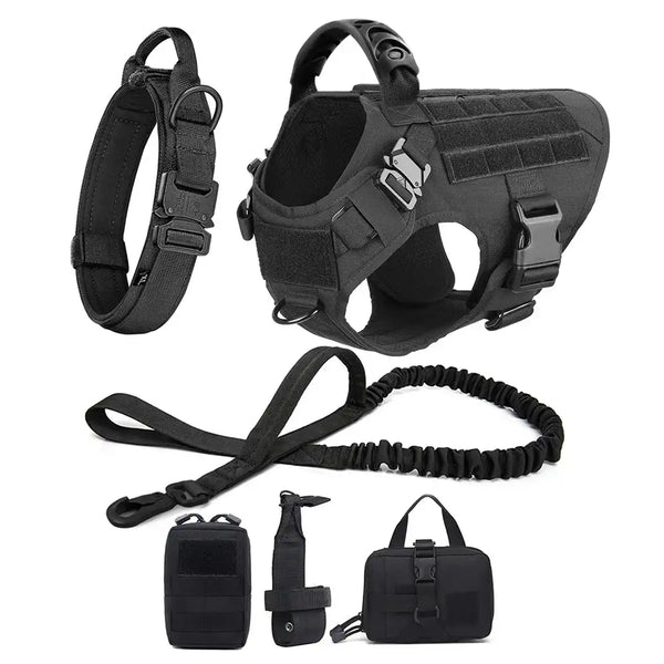 ArmoredDog™ Complete Premium Dog Gear Set – Harness, Collar & Leash in One (Black) Black Dog harness ArmoredDog