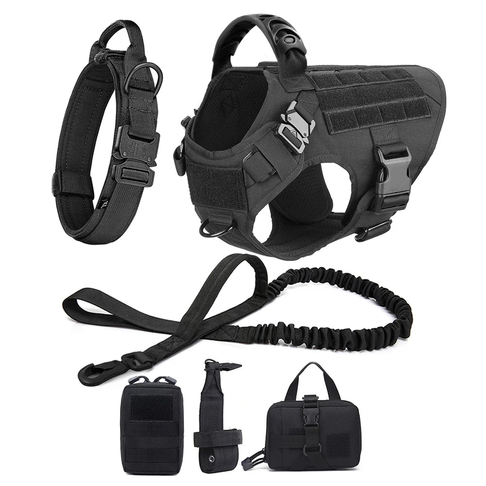 ArmoredDog™ Complete Premium Dog Gear Set – Harness, Collar & Leash in One (Black) Black Dog harness ArmoredDog